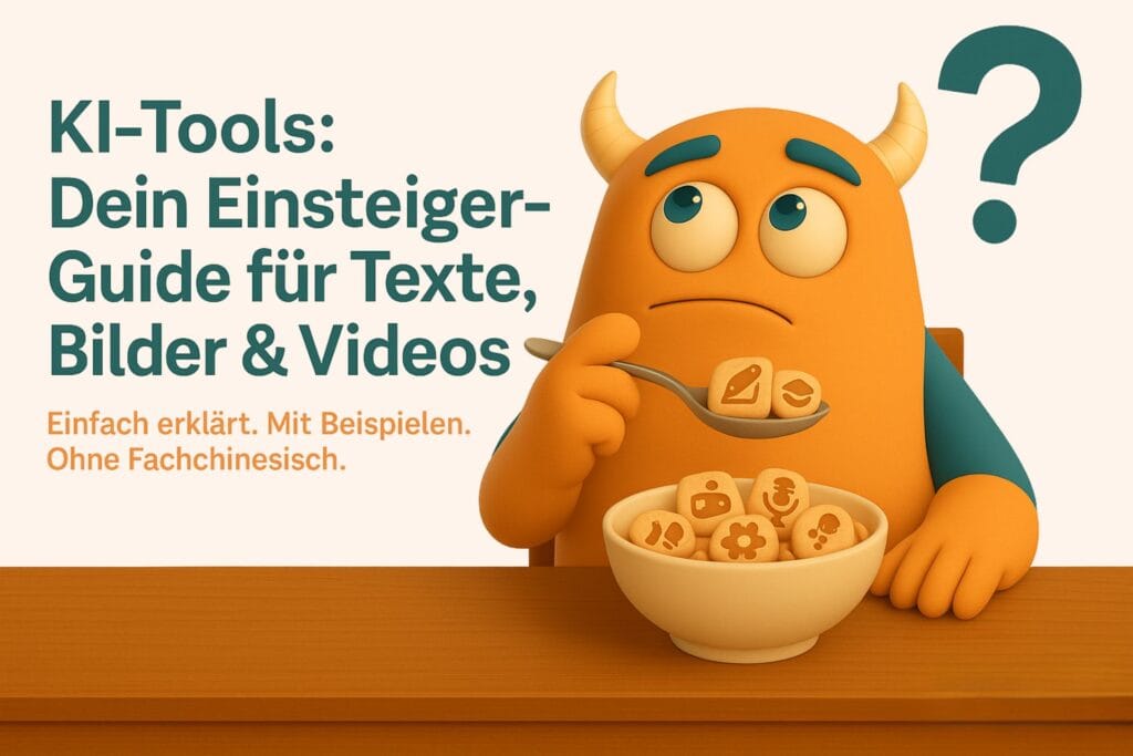 KI‑Tools Dein Einsteiger‑Guide für Texte, Bilder & Videos - Blog Header bild KI‑Tools Dein Einsteiger‑Guide für Texte, Bilder & Videos - Blog Header bild